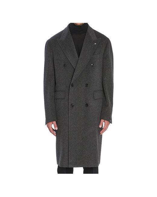 Tagliatore Gray Double-Breasted Tailored Coat for men