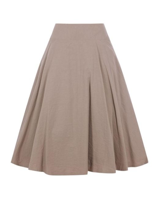 Yohji Yamamoto Brown C/Li Poplin Midi Skirt
