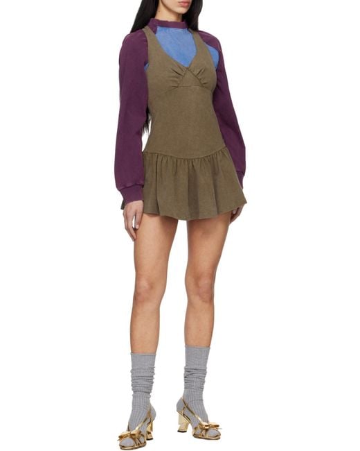 ShuShu/Tong Brown V-Neck Mini Dress