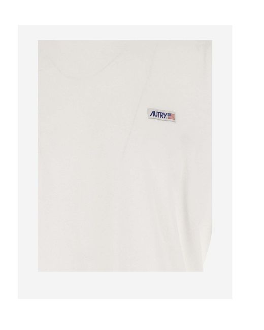 Autry White Logo Label Crewneck T-Shirt for men
