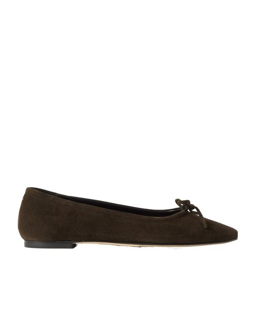 Aeyde Brown Delfina Suede Ballet Flats With Bow Embellishments