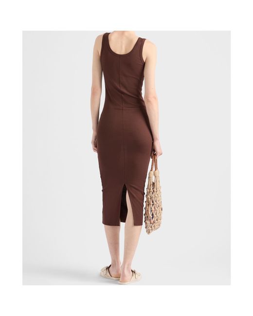 Prada Purple Logo-Triangle Sleeveless Knitted Dress