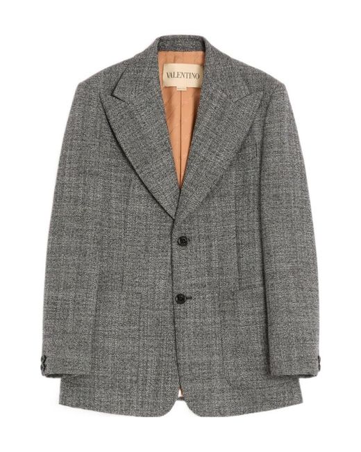 Valentino Gray Single-Breasted Mouliné Wool Jacket for men