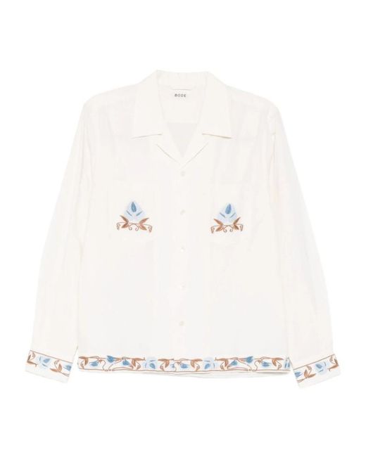 Bode White Noveau Vine Embroidered Shirt for men