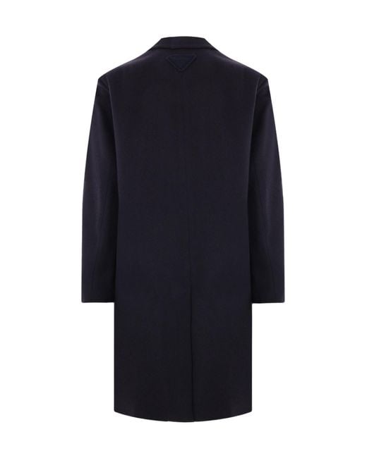 Prada Blue Single-Breasted Straight Hem Coat for men