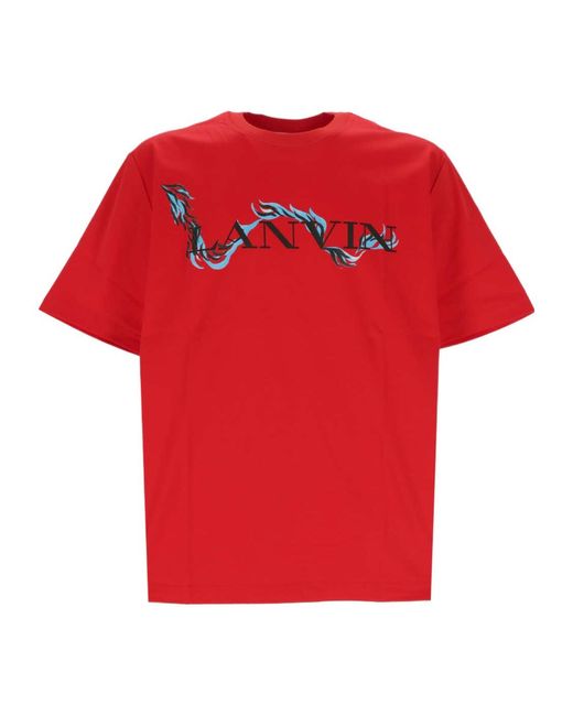 Lanvin Red Logo Printed Crewneck T-Shirt for men