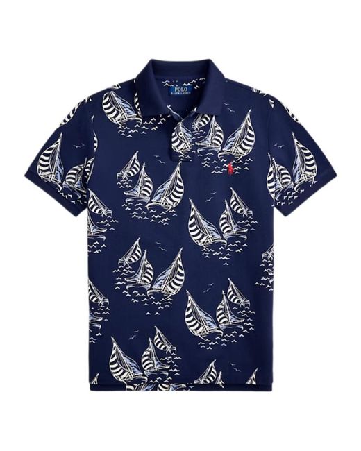 Polo Ralph Lauren Blue Sailboat-Print Polo Shirt for men