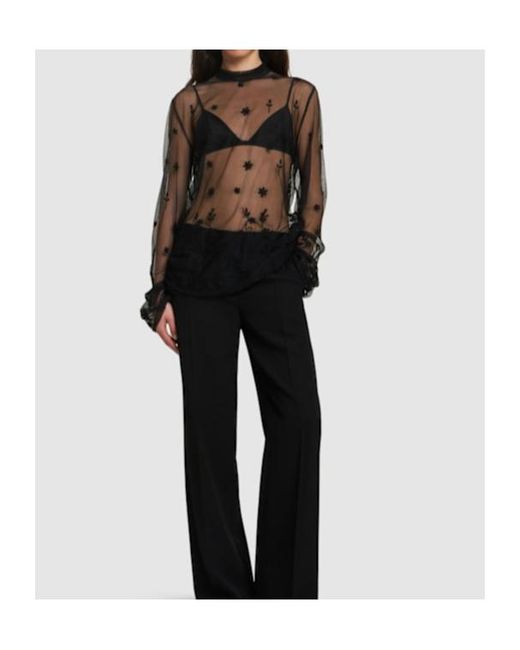 Totême Gray Flower Embroidered Tulle Shirt
