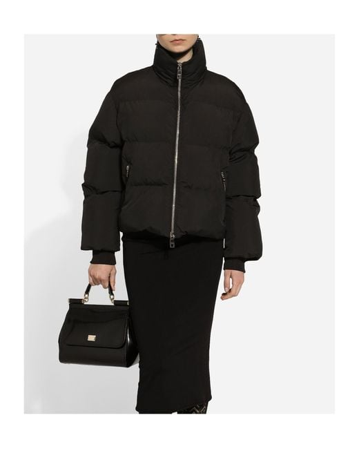 Dolce & Gabbana Black Short Nylon Down Jacket With Branded Tag