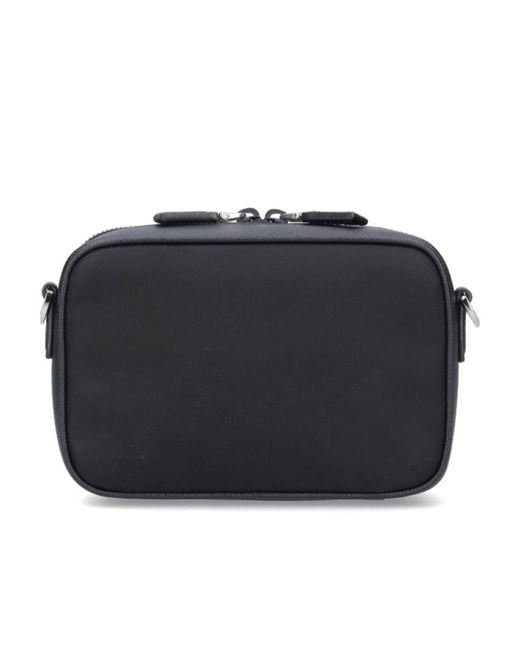 Prada Black Logo Plaque Brique Zipped Messenger Bag for men