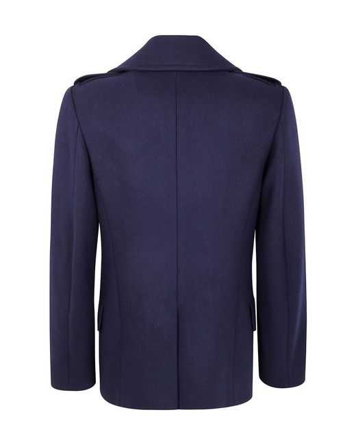 Dries Van Noten Blue Double-Breasted Rafaell Peacoat for men