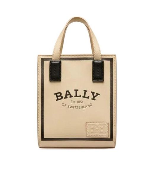 Bally Natural Mini Logo-Print Tote Bag