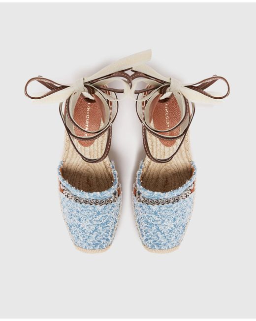 Stella McCartney Blue Quilted Wedge Sandals