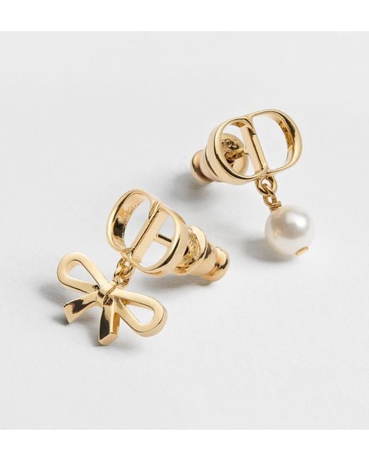 Dior Metallic Cd Mini Bow Earrings