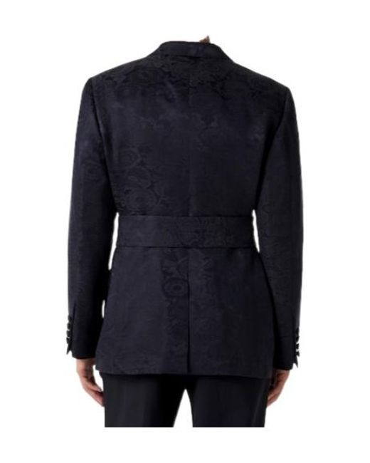Valentino Blue Floral Jacquard Linen And Silk Blazer for men