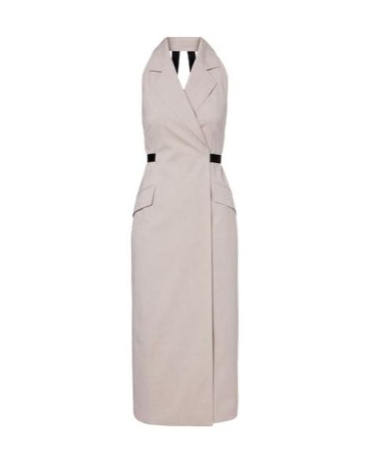 Max Mara Multicolor Wool Canvas Midi Dress