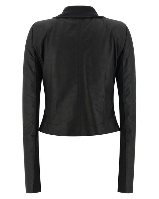 Rick Owens Black Scarf Embellished Biker Jacket
