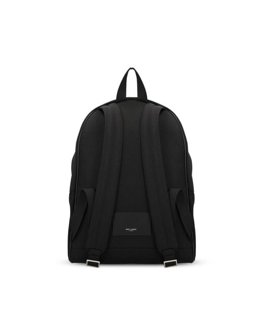 Saint Laurent Black Logo Stamp Zip-Up Backpack for men