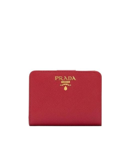 Prada Red Small Saffiano Leather Wallet