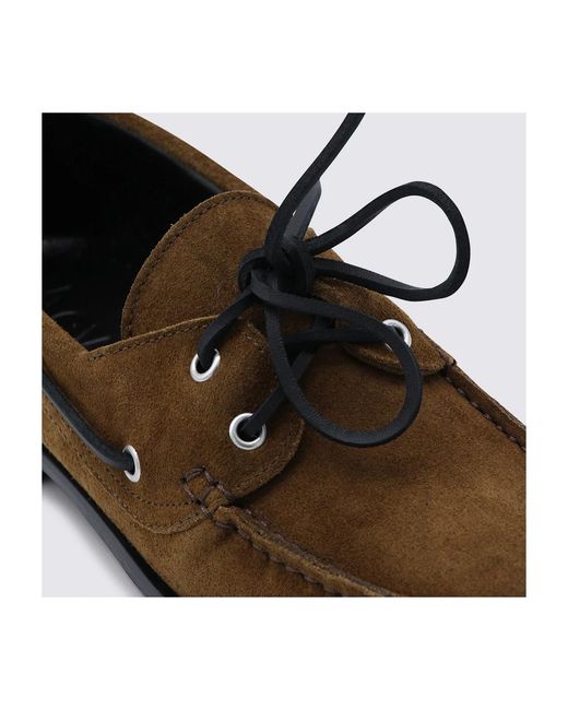 Aeyde Brown Suede Lace-Up Boat Shoes