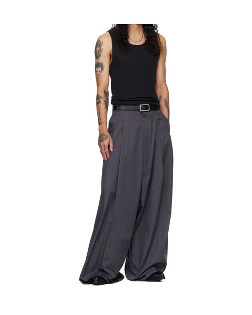 Lu'u Dan Gray Lowline Belt Loop Casual Pants for men