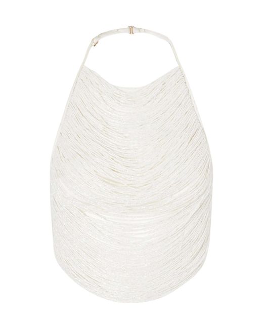 Cult Gaia White Silk-Blend Satin Tank