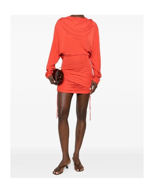Christopher Esber Red Luna Draped Jersey Mini Dress