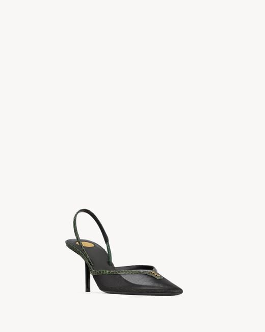Saint Laurent Metallic Folie Slingback Heeled Pumps