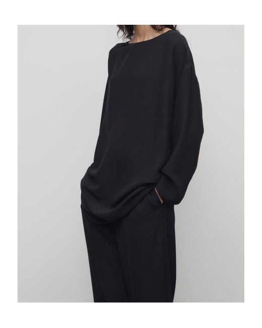 The Row Black Bastira Boat-Neck Long-Sleeve Top