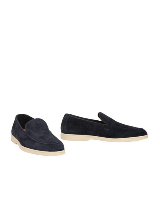 Doucal's Blue Suede Slip-On Moccasins for men