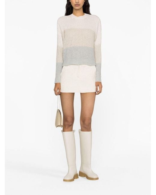 Peserico White Colourblock Crewneck Jumper