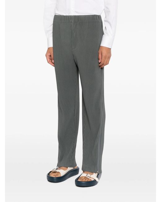 Homme Plissé Issey Miyake Gray Pleated Zip-Detail Trousers for men