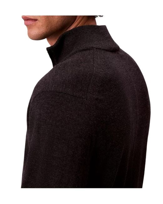 Calvin Klein Black Merino Wool Quarter Zip Jumper for men