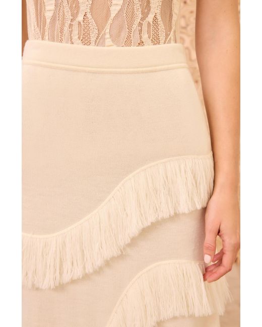 Ulla Johnson Natural Mid-Length Knitted Tassel Skirt