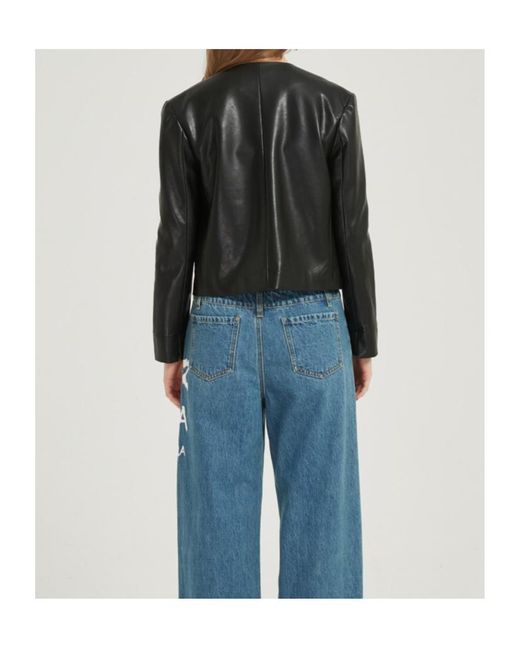 Marissa Chiara Black V-Neck Leather Jacket