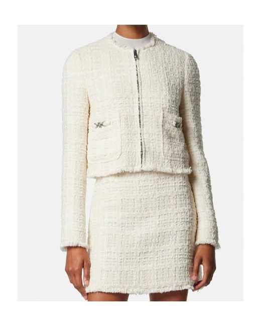 Versace White Tweed Zipped Blazer