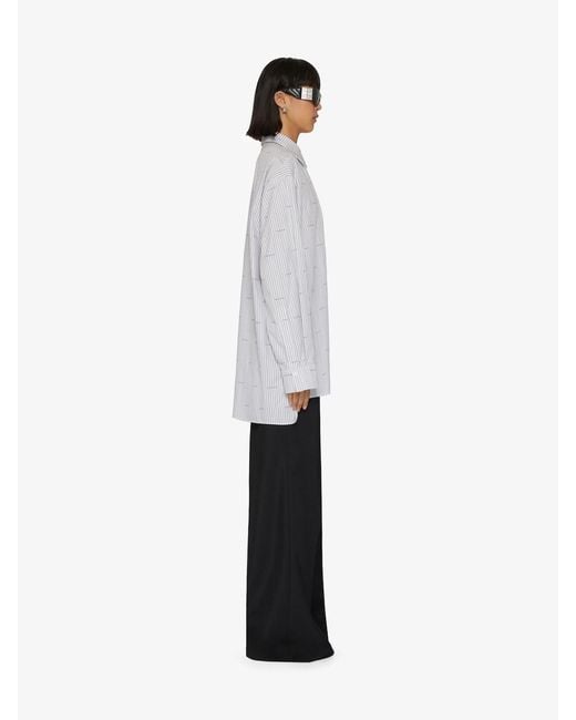 Givenchy White Allover 4G Patterned Oversized Shirt