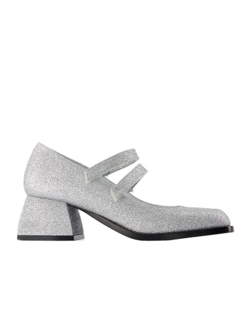 NODALETO White Bulla Bacara Glitter-Detailed Pumps