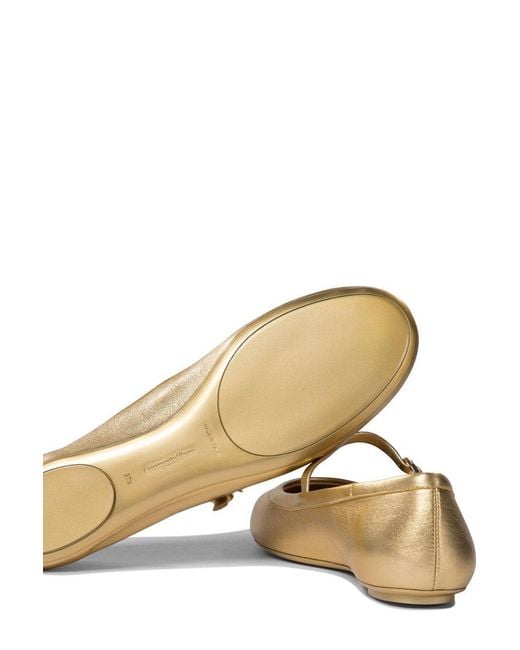 Gianvito Rossi Natural Carla Buckle-Strap Ballerina Shoes