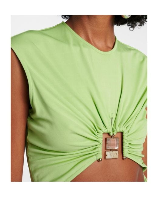 Christopher Esber Green Hollow-Out Mini Dress