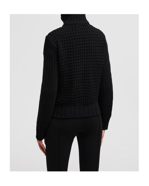 Moncler Black Zip-Up Padded Knit Cardigan