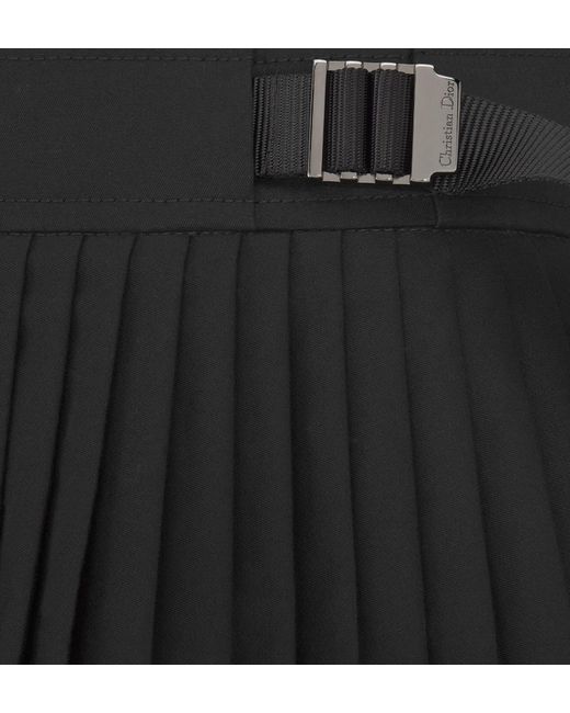 Dior Black Christian Logo Engraved Pleated Mini Skirt