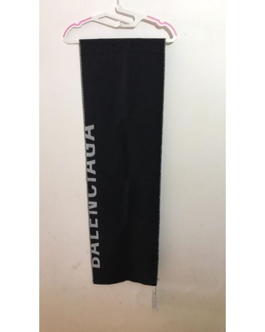 Balenciaga Black Logo Pattern Scarf for men