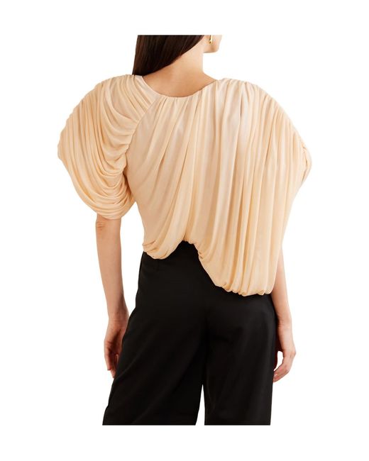 Maticevski Natural Draped Chiffon Blouse