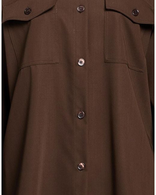 Weekend by Maxmara Brown Minimalist Solid-Color Long-Sleeve Shirt