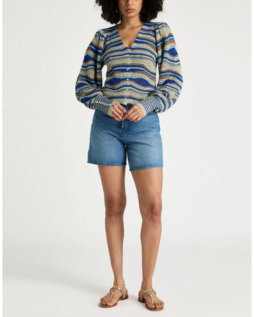 Farm Rio Blue Striped Knit Top