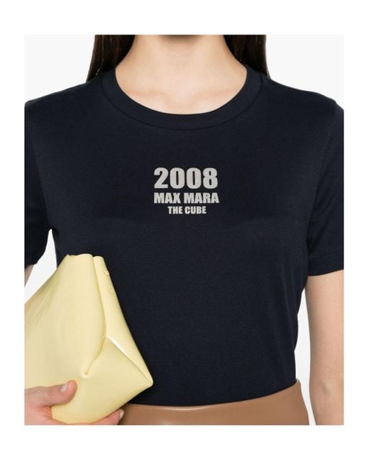 Max Mara Blue Quieto Logo Printed Crewneck T-Shirt