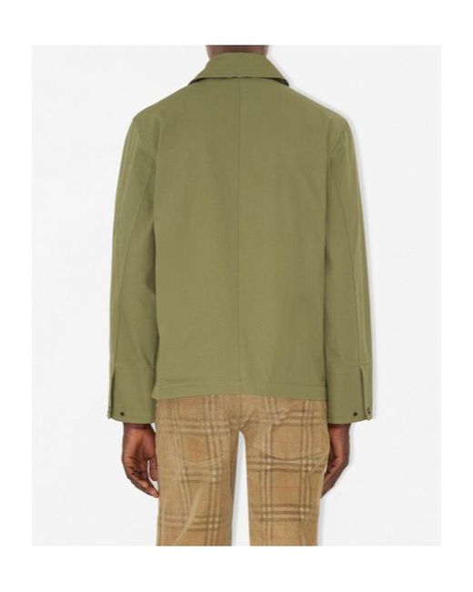 Burberry Green Fox Logo Embroidered Press-Stud Jacket for men