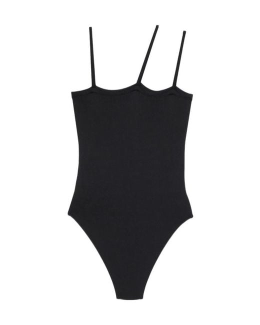 Baserange Black Sleeveless One-Piece Swimsuit