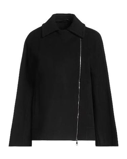 Max Mara Black Minimal Wool Long Coat